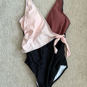 Summer Mae Pink and Black Maternity Swim Suit